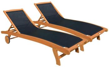 Bain de soleil en bois et textilène