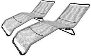 Lot de 2 bains de soleil Acapulco - assise grise structure Lot de 2 bains de soleil Acapulco
