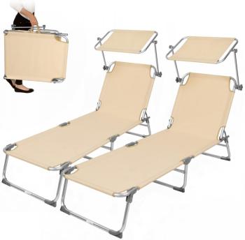 Chaise longue, Transat, Pliable Aluminium 190 cm X