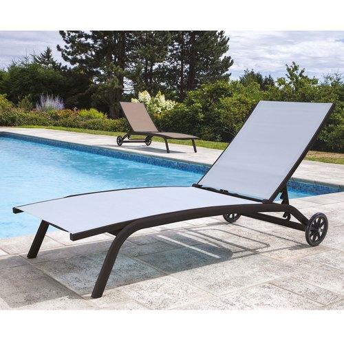 Bain de soleil 5 positions - gris perle Bain de soleil 5 positions