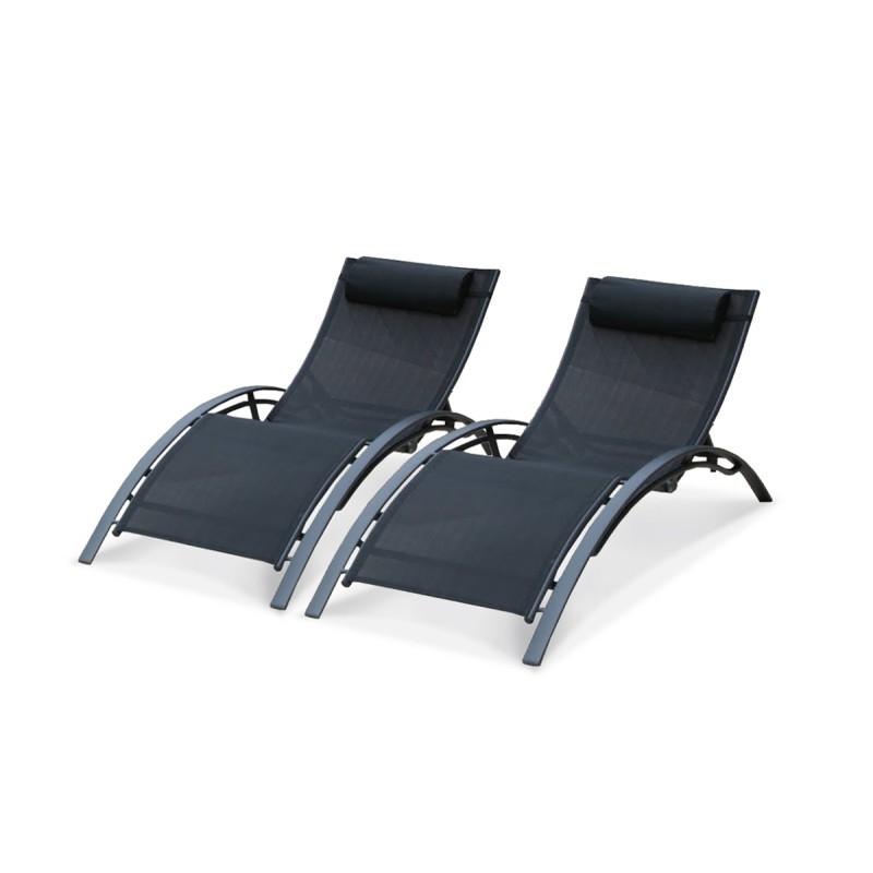 Lot de 2 Bains de soleil noir