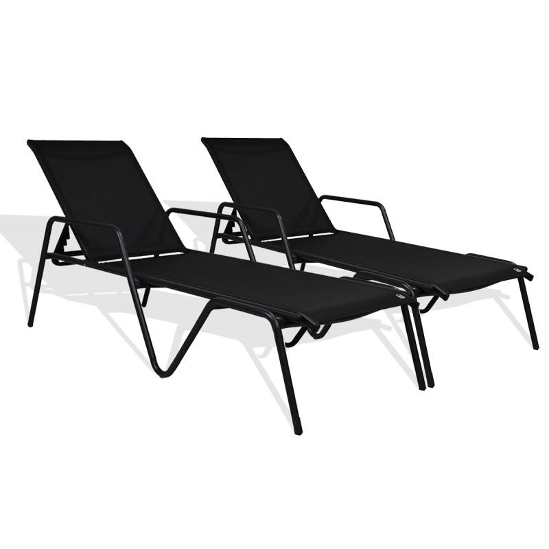 Lot de 2 Bains de soleil noir