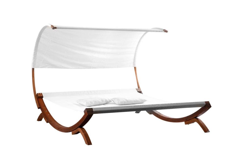 Transat double-bain de soleil de jardin blanc cass