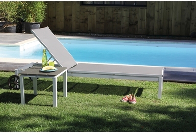 Lit / Bain de Soleil Themais Blanc/Argent