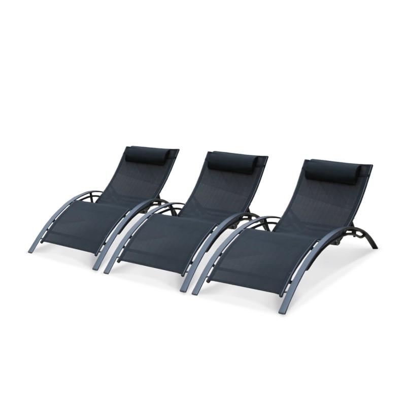 Lot de 3 Bains de soleil noirs