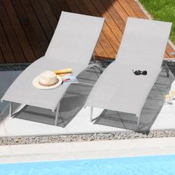 Lot de 2 bains de soleil MANGO gris galet