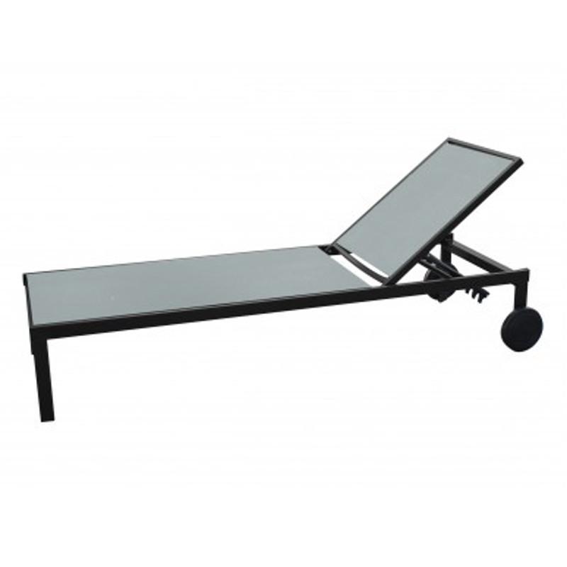 Bain de soleil en aluminium et textilène noir avec