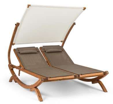 Sonnendeck Chaise longue double auvent réglable coussins Sonnendeck Chaise longue double
