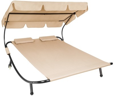 Chaise longue, Transat, Pare Soleil, 2 Places beig
