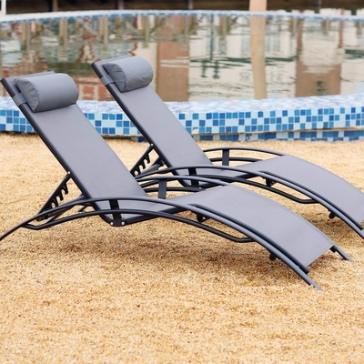 Bahia Gris/Noir x2 : lot de 2 transats empilables