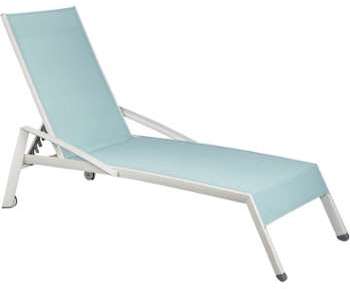 Transat Bain de soleil bleu clair en textilène Transat Bain de soleil bleu