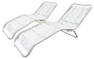 Lot de 2 bains de soleil Acapulco - assise blanche Lot de 2 bains de soleil Acapulco