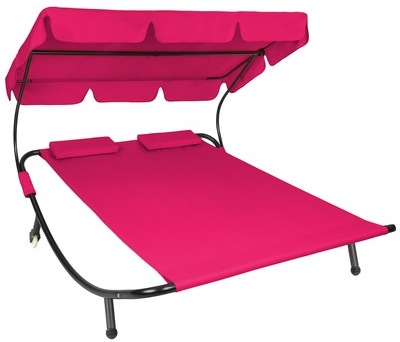 Chaise longue, Transat, Pare Soleil, 2 Places rose