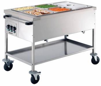 Chariot Bain-Marie Inox 3x GN1 1 - 150(p)mm 650x1200x855(h)mm Chariot Bain-Marie Inox 3x