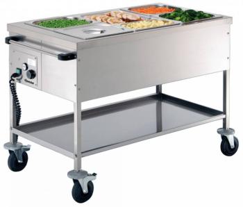 Chariot Bain-Marie Inox 3x GN1 1 - 200(p)mm 650x1200x855(h)mm Chariot Bain-Marie Inox 3x