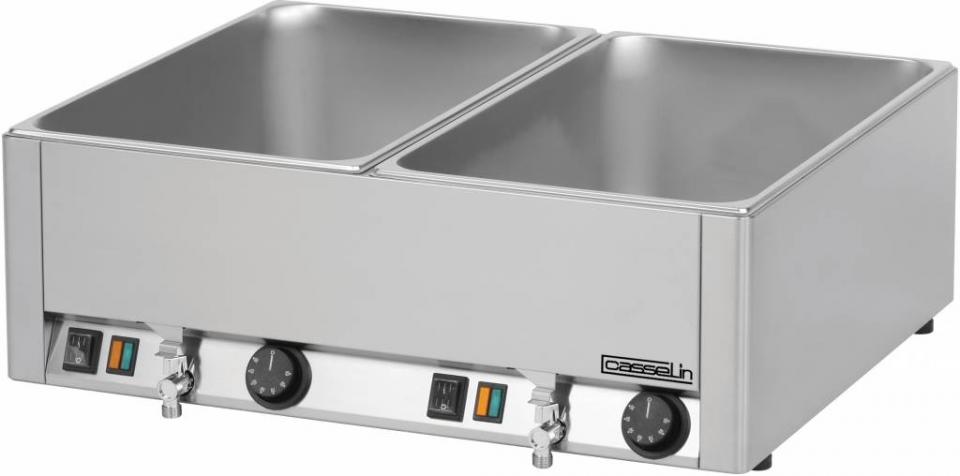 Bain Marie Inox 2x GN1/1 3000W 2 Robinets De Vidan