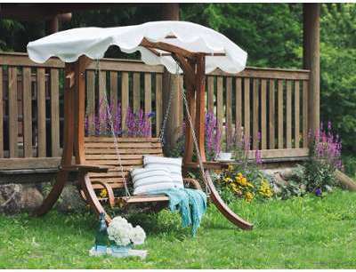 Ballancelle de jardin avec structure en bois - Andria Ballancelle de jardin avec