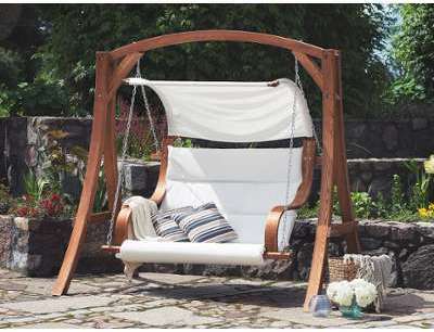 Ballancelle de jardin avec structure en bois de mélèze Ballancelle de jardin avec