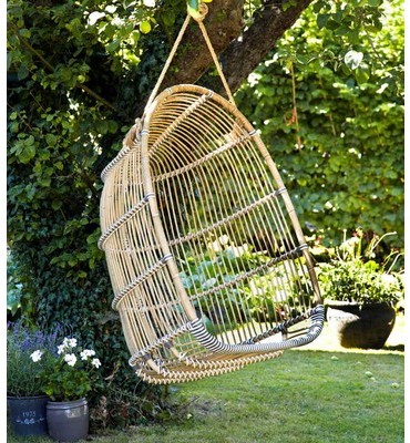 Balancelle à suspendre jardin Holly en rotin et fi