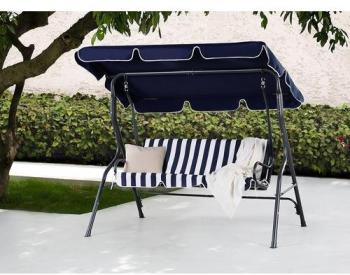 Balancelle de jardin - 3 places - Bleu et blanc -