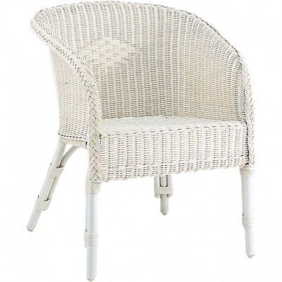 Fauteuil En Moelle De Rotin Laqué Blanc. Vendu San
