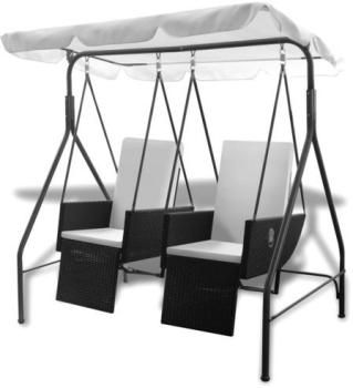 VidaXL Balancelle noire 2 places avec fauteuils in