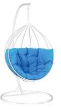 FAUTEUIL DE JARDIN SUSPENDU SUR SUPPORT BLANC ET T