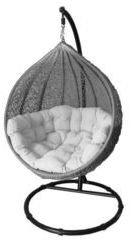 FAUTEUIL SUSPENDU GRIS ET BLANC EN RÉSINE TRESSÉE