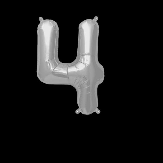 Ballon Chiffre 4 Argent 35 cm Ballon Chiffre 4 Argent 35