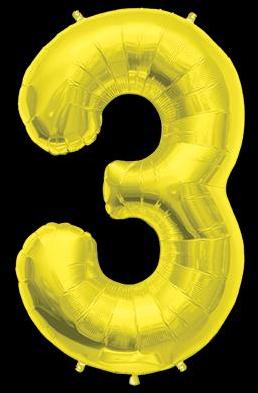 Ballon Chiffre 3 Or 90 cm Ballon Chiffre 3 Or 90 cm