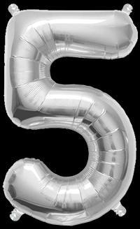 Ballon Chiffre 5 Argent 35 cm