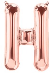 Ballon Lettre H Rose Champagne 35cm