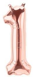 Ballon Chiffre 1 Rose Champagne 35cm