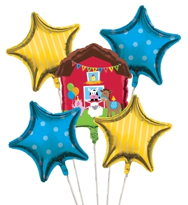 5 Ballons mylar Happy Ferme