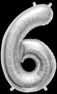 Ballon Chiffre 6 Argent 35 cm