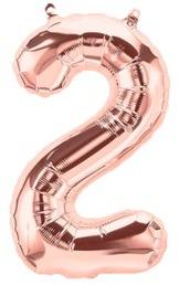 Ballon Chiffre 2 Rose Champagne 35cm