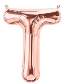Ballon Lettre T Rose Champagne 35cm