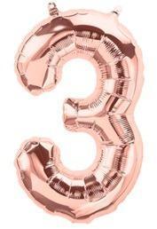 Ballon Chiffre 3 Rose Champagne 35cm Ballon Chiffre 3 Rose Champagne