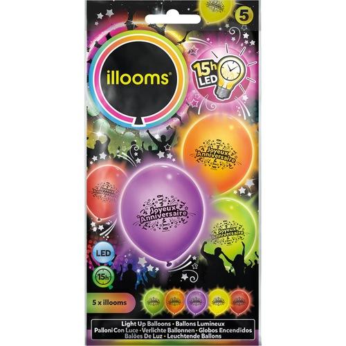 5 Ballons Lumineux LED Joyeux Anniversaire
