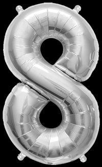 Ballon Chiffre 8 Argent 35 cm
