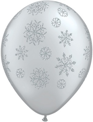 Lot de 25 Ballons Argentés Flocons de Neige