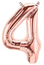 Ballon Chiffre 4 Rose Champagne 35cm