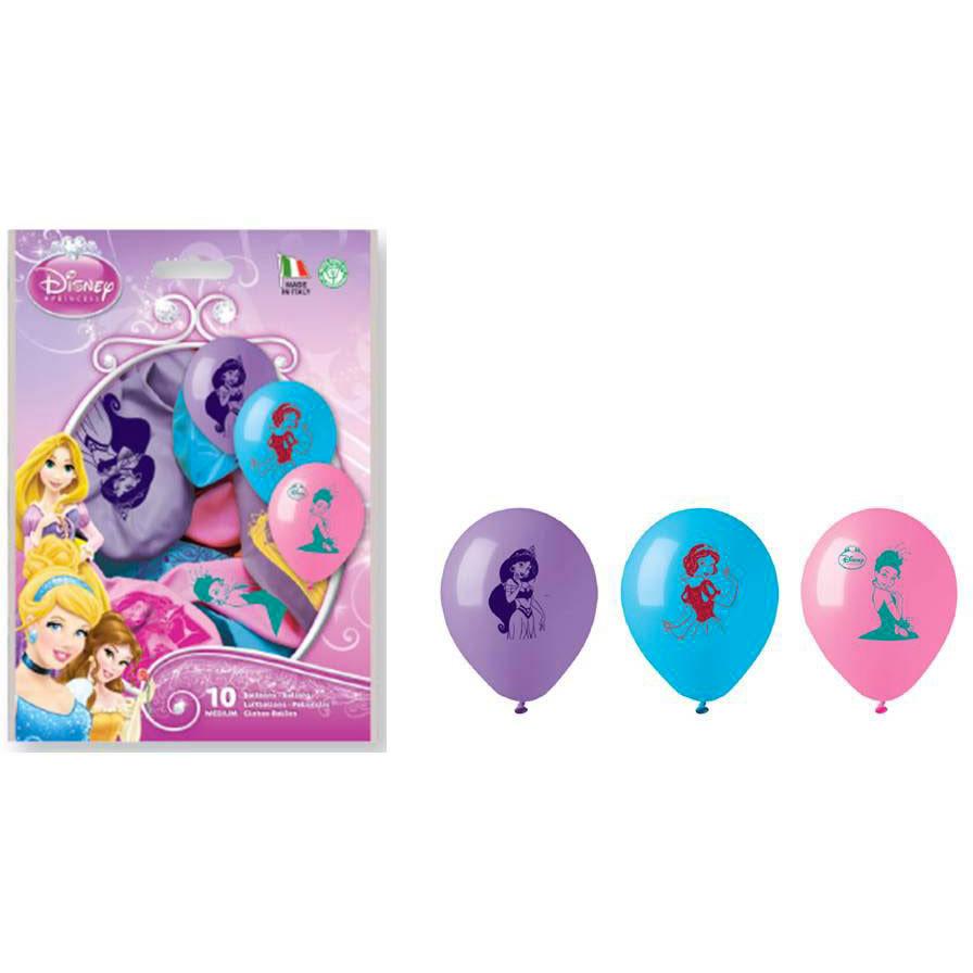 10 Ballons Princesse Disney Bleu/Rose/Violet