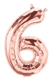 Ballon Chiffre 6 Rose Champagne 35cm