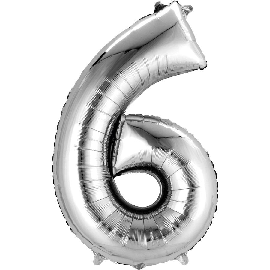 Ballon Géant Chiffre 6 Argent (86 cm)