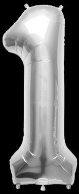 Ballon Chiffre 1 Argent 90 cm