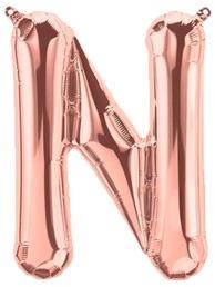 Ballon Lettre N Rose Champagne 35cm