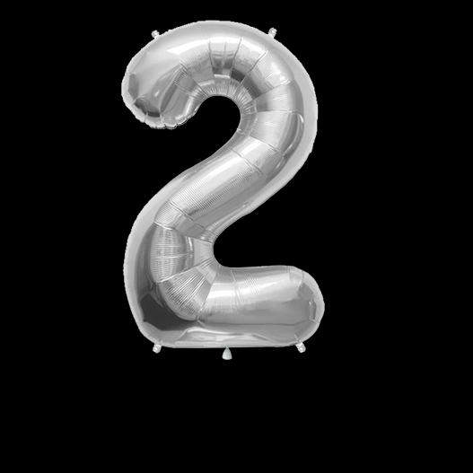 Ballon Chiffre 2 Argent 90 cm Ballon Chiffre 2 Argent 90