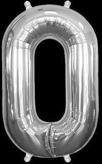 Ballon Chiffre 0 Argent 35 cm