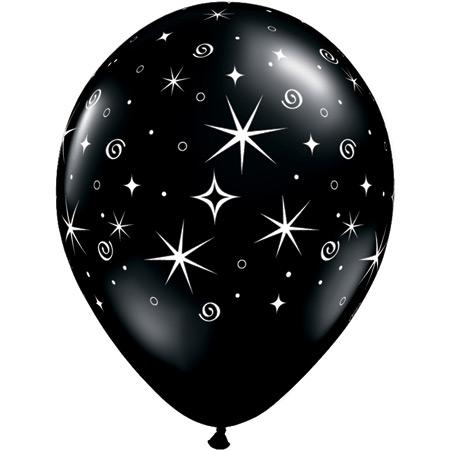 Lot de 50 Ballons Etoiles Noirs et Argentés
